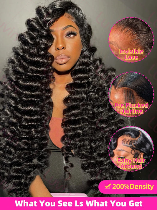 30 40Inch Loose Waves Wig Human Hair Brazilian Loose Deep Wig 13X6 Hd Lace Frontal Wig Curly Lace Front Human Hair Wig for Women