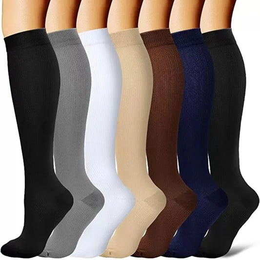 Compression Stockings -Promotes Blood Circulation - Anti-Fatigue Comfortable Solid Color Socks