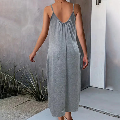 Women Casual Summer Spaghetti Strap Long Dress
