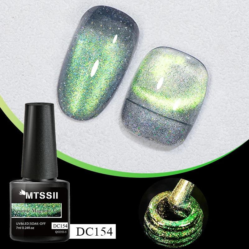 Mtssii 7ml Glitter Reflective Rubber Base Gel Polish - Laser Sparkling Semi-Permanent Soak Off UV Nail Varnish for Stunning Nail Art