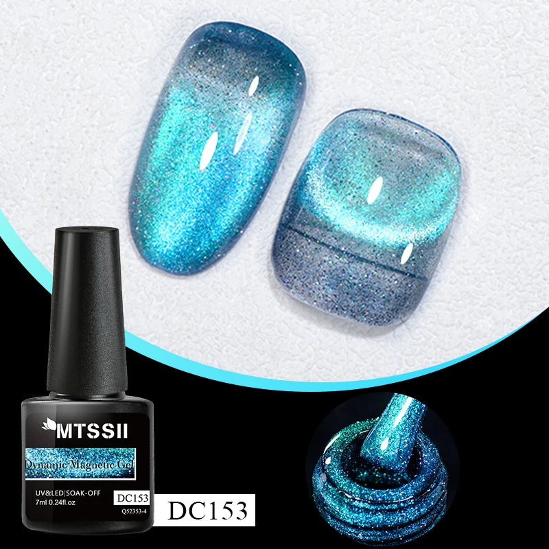 Mtssii 7ml Glitter Reflective Rubber Base Gel Polish - Laser Sparkling Semi-Permanent Soak Off UV Nail Varnish for Stunning Nail Art