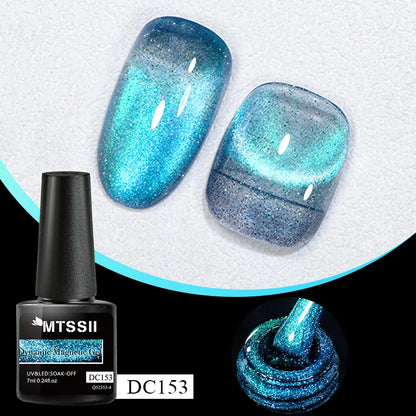 Mtssii 7ml Glitter Reflective Rubber Base Gel Polish - Laser Sparkling Semi-Permanent Soak Off UV Nail Varnish for Stunning Nail Art