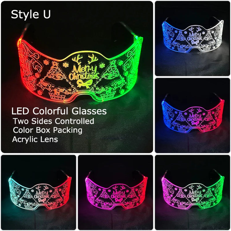 Glow Party Acrylic LED Glasses - Neon Light Up Eyewear for DJ Events, Halloween & Christmas Celebrations