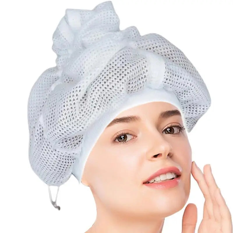 1/3/5 Pcs Net Plopping Caps for Drying Curly Hair with Drawstring Large Shower Caps Adjustable Net Plopping Bonnet Mesh Hat