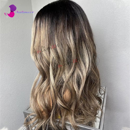 Pre-Plucked 360 Lace Front Human Hair Wigs - Highlighted Light Blonde Body Wave Style