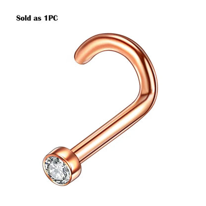 Implant Titanium Nose Piercings 18G 20G Black Screw Nose Ring Nostril Piercings Nariz Stud Earrings Body Jewelry Piercing Women