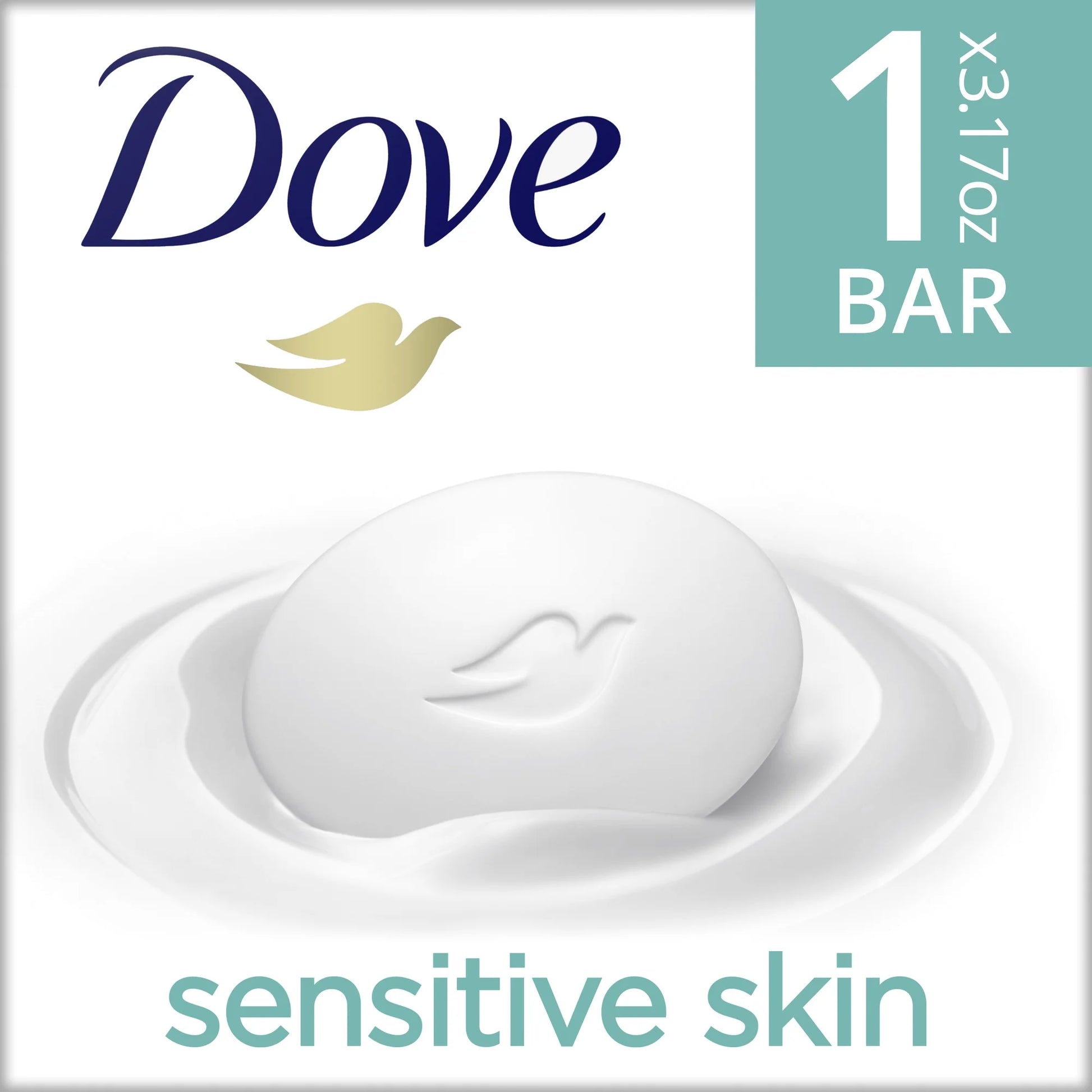 Beauty Moisturizing Cream Bar Soap for Sensitive Skin, Unscented - 3.15 Oz
