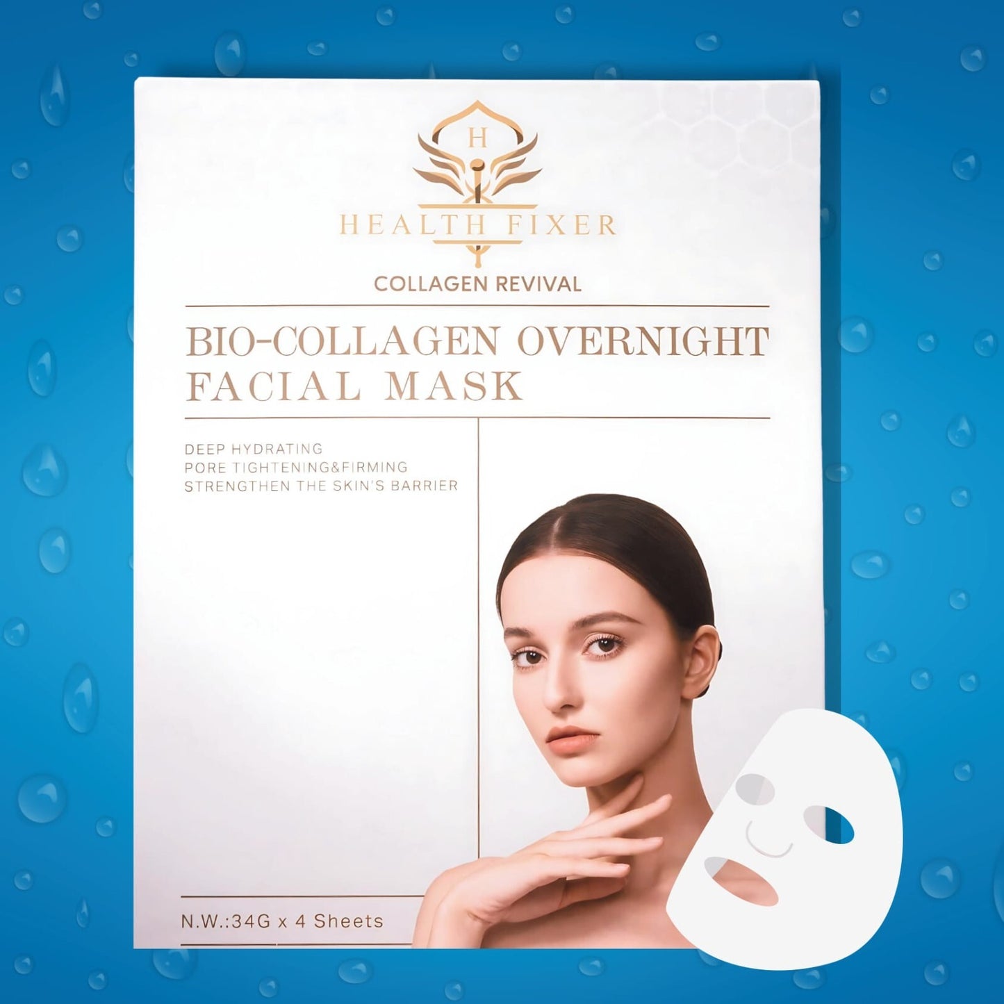 Korean Beauty Bio-Collagen Real Deep Facial Mask 34G X 4 Ea
