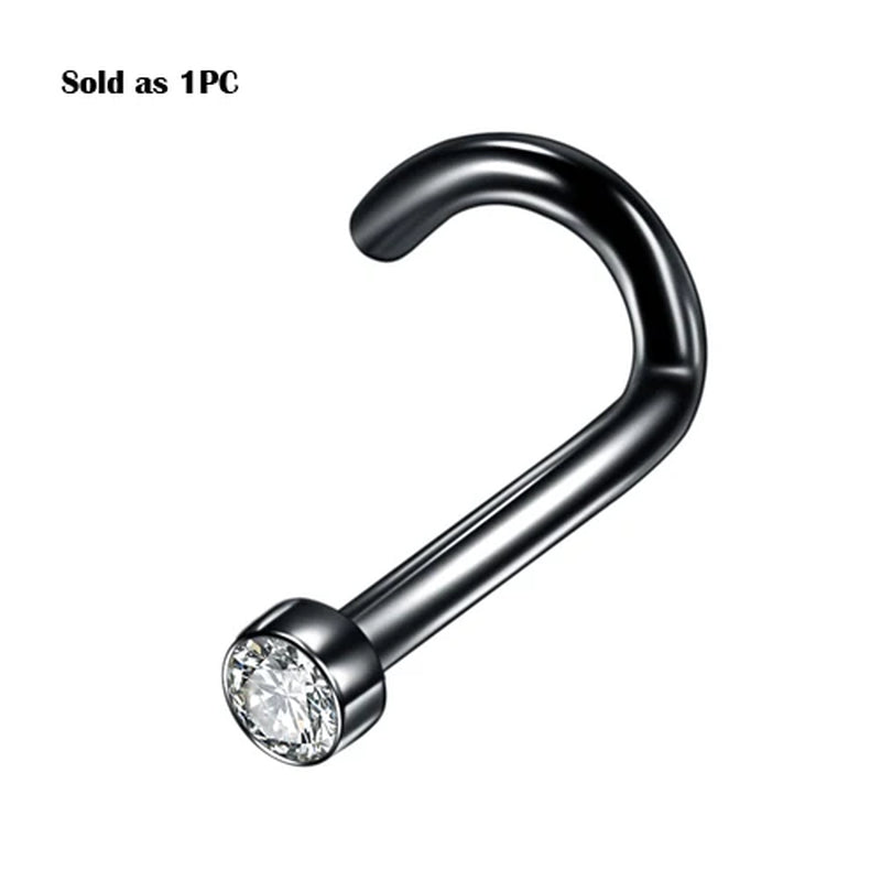 Implant Titanium Nose Piercings 18G 20G Black Screw Nose Ring Nostril Piercings Nariz Stud Earrings Body Jewelry Piercing Women