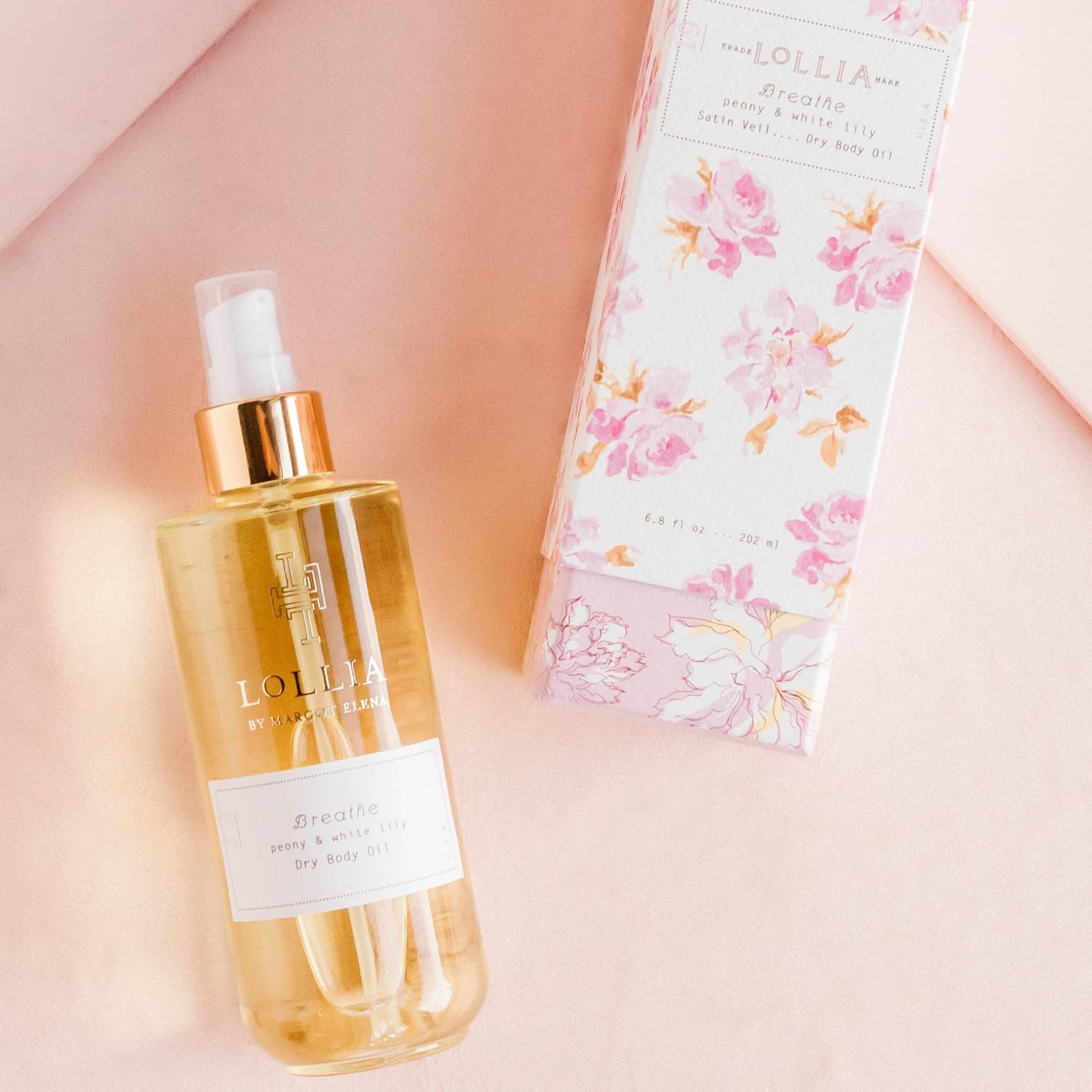Luxurious Breathe Dry Body Oil - 6.8 Oz. Peony & White Lily Scent for All Skin Types, Deeply Moisturizing & Scented Body Oil for Women