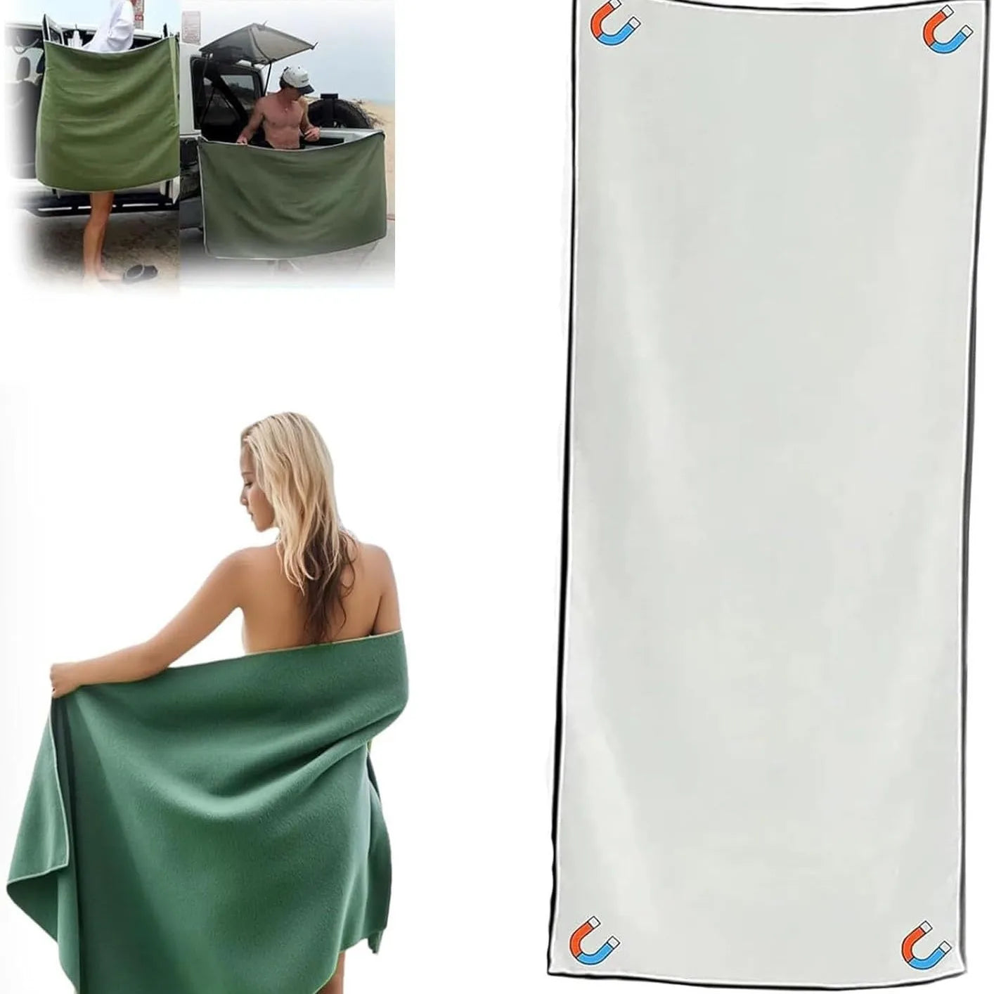 Quick-Dry Magnetic Bath Towel - Ultimate Multifunctional Beach Towel for Surfing and Changing Clothes