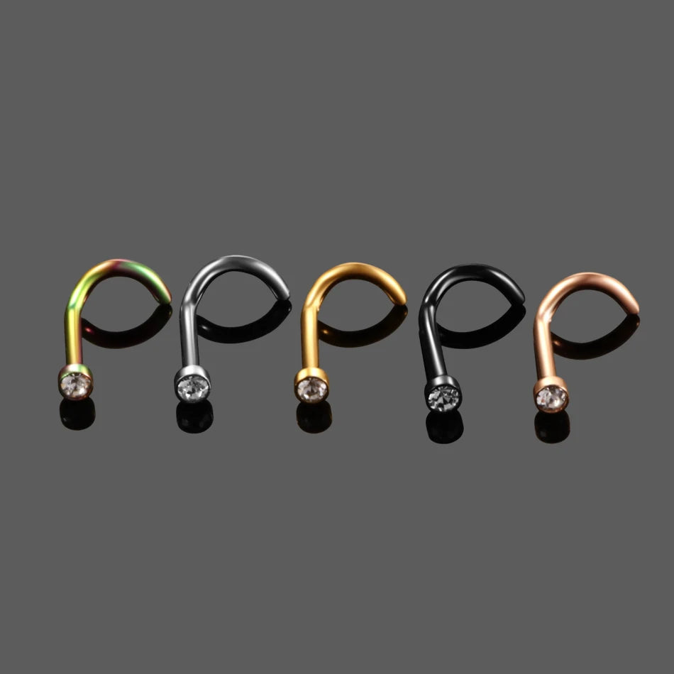 Implant Titanium Nose Piercings 18G 20G Black Screw Nose Ring Nostril Piercings Nariz Stud Earrings Body Jewelry Piercing Women