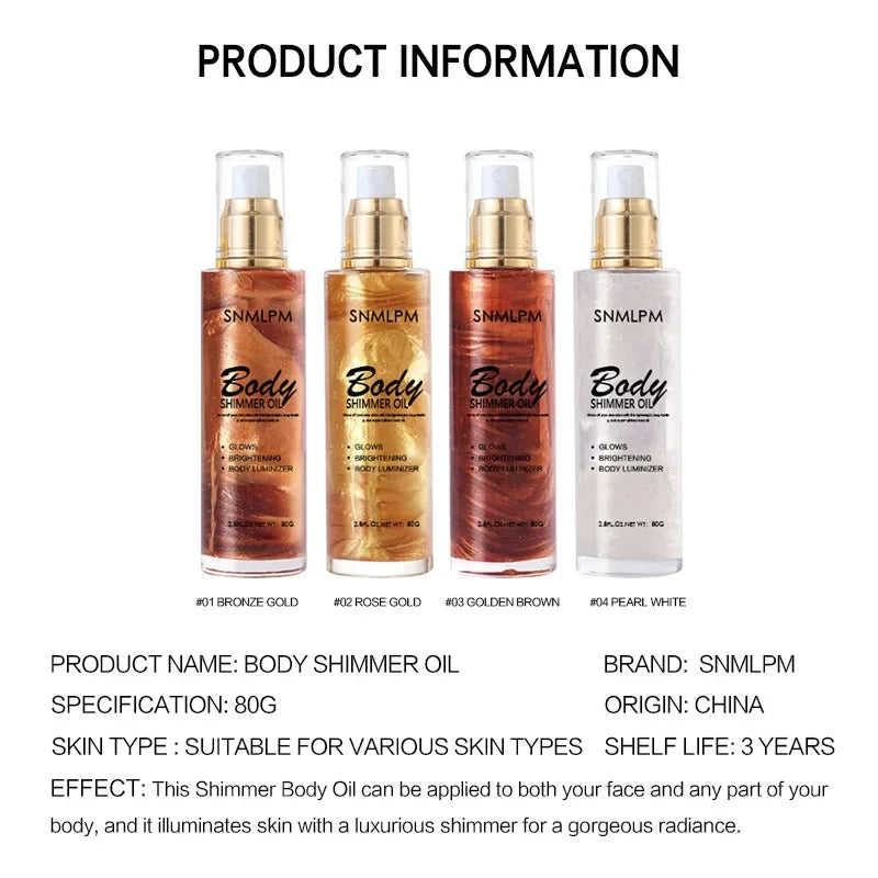 Radiant Glow: 80G Diamond Muscle Glitter Oil for Face & Body Brightening and Repair