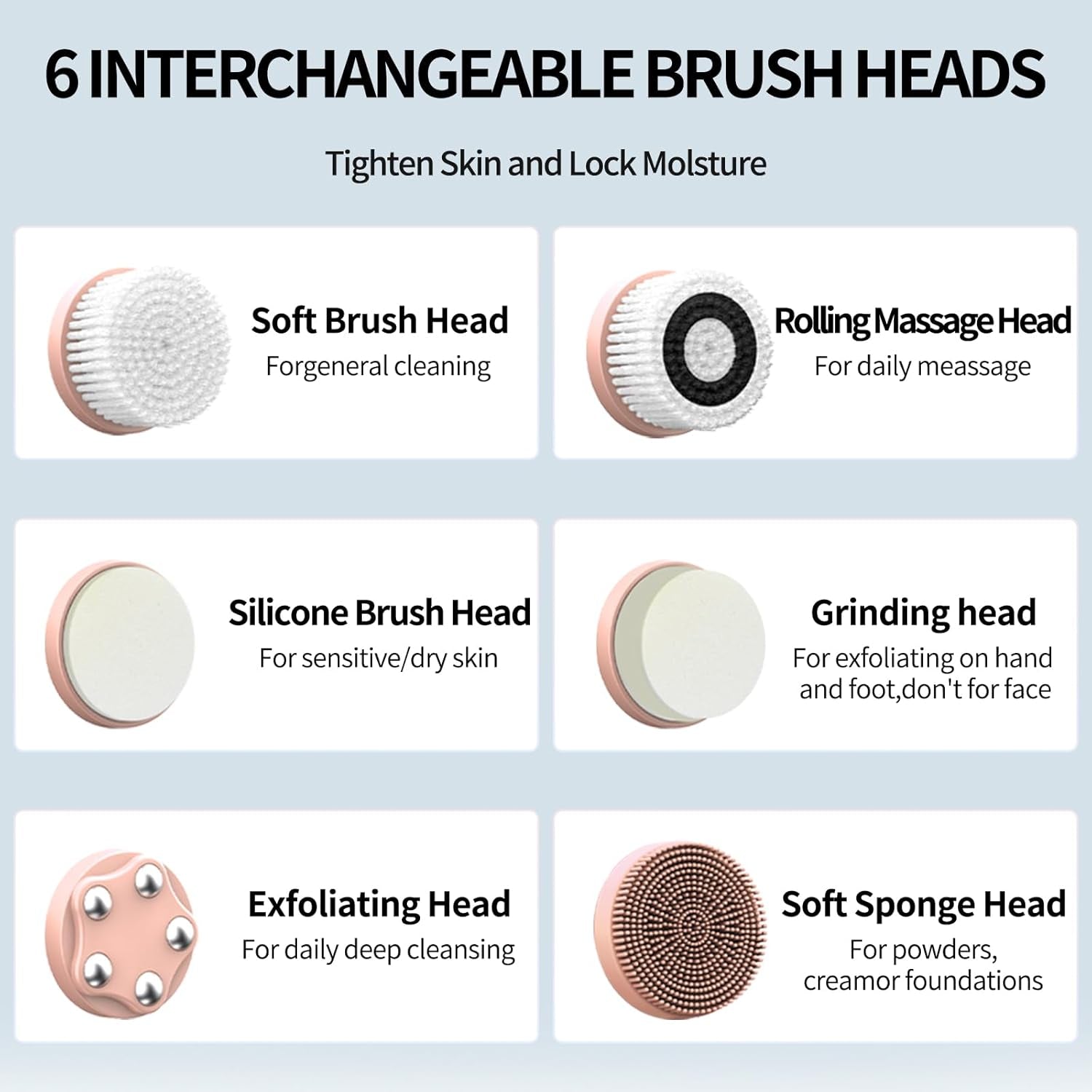Ultimate 8-in-1 Electric Facial Cleansing Brush – Hot & Cold Compress, 6 Brush Heads, 3 Spin Speeds, Waterproof Exfoliator, Massager (Pink)