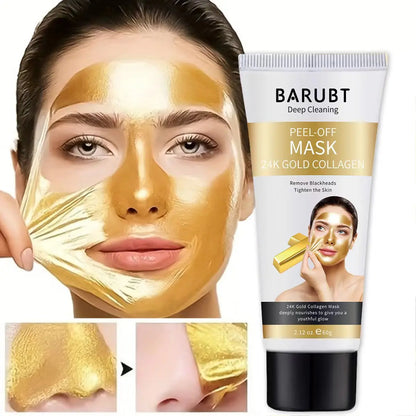 Luxury 24K Gold Foil Peel-Off Mask - 60G Deep Exfoliating Treatment for Blackhead and Acne Removal, Revealing Radiant Skin