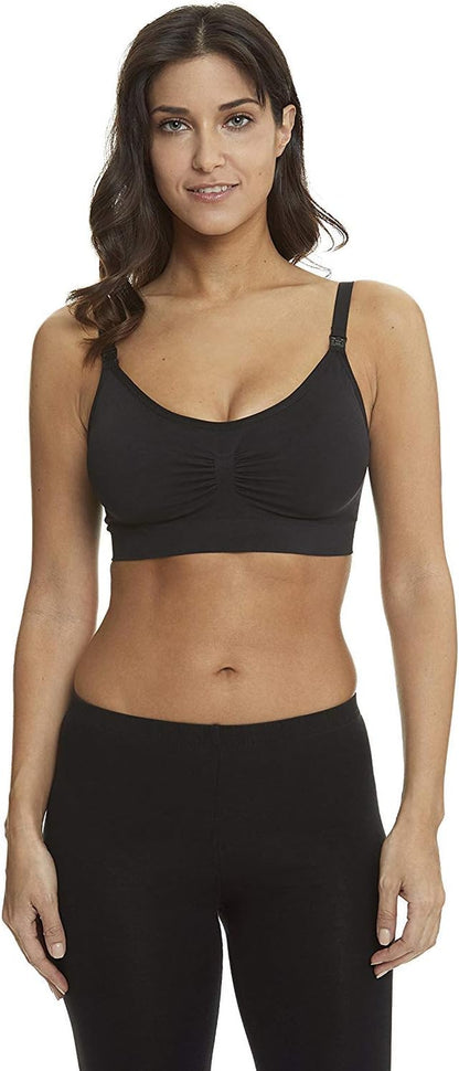 Women'S Adjustable Seamless Nursing Bra Push up Comfort Sleep Bralette,L,3Pcs/Pack(Black)
