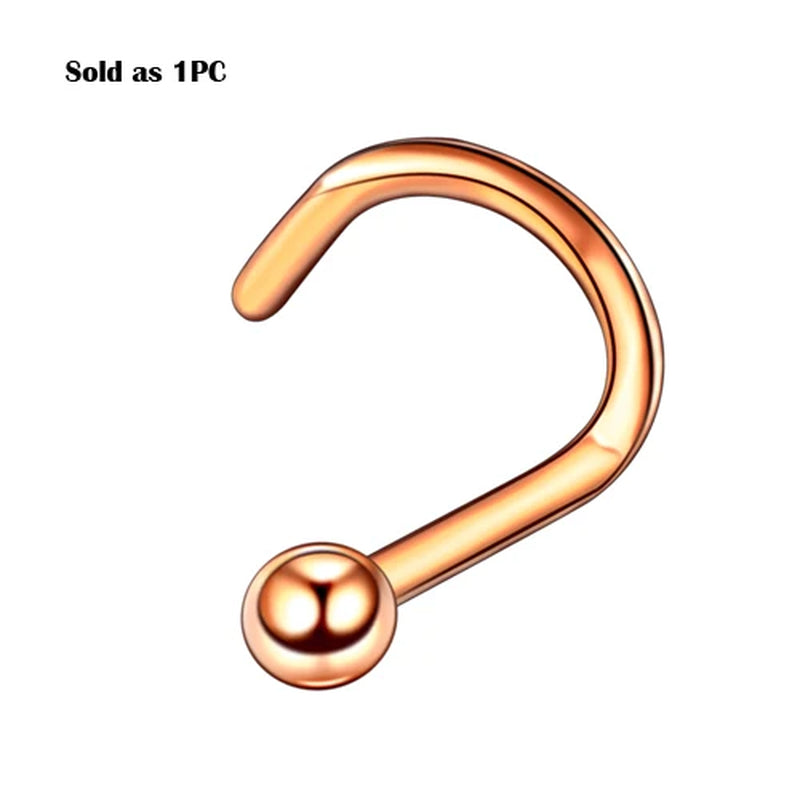 Implant Titanium Nose Piercings 18G 20G Black Screw Nose Ring Nostril Piercings Nariz Stud Earrings Body Jewelry Piercing Women