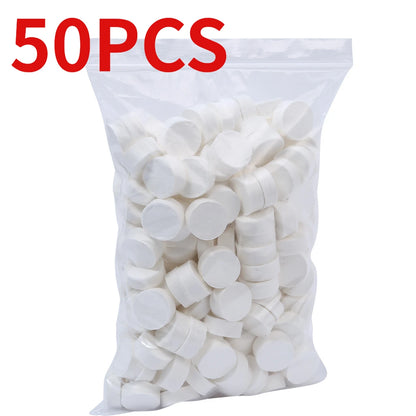 50PCS Organic Biodegradable Disposable Compressed Towel Tablets - Soft, Portable Magic Napkin Wipes