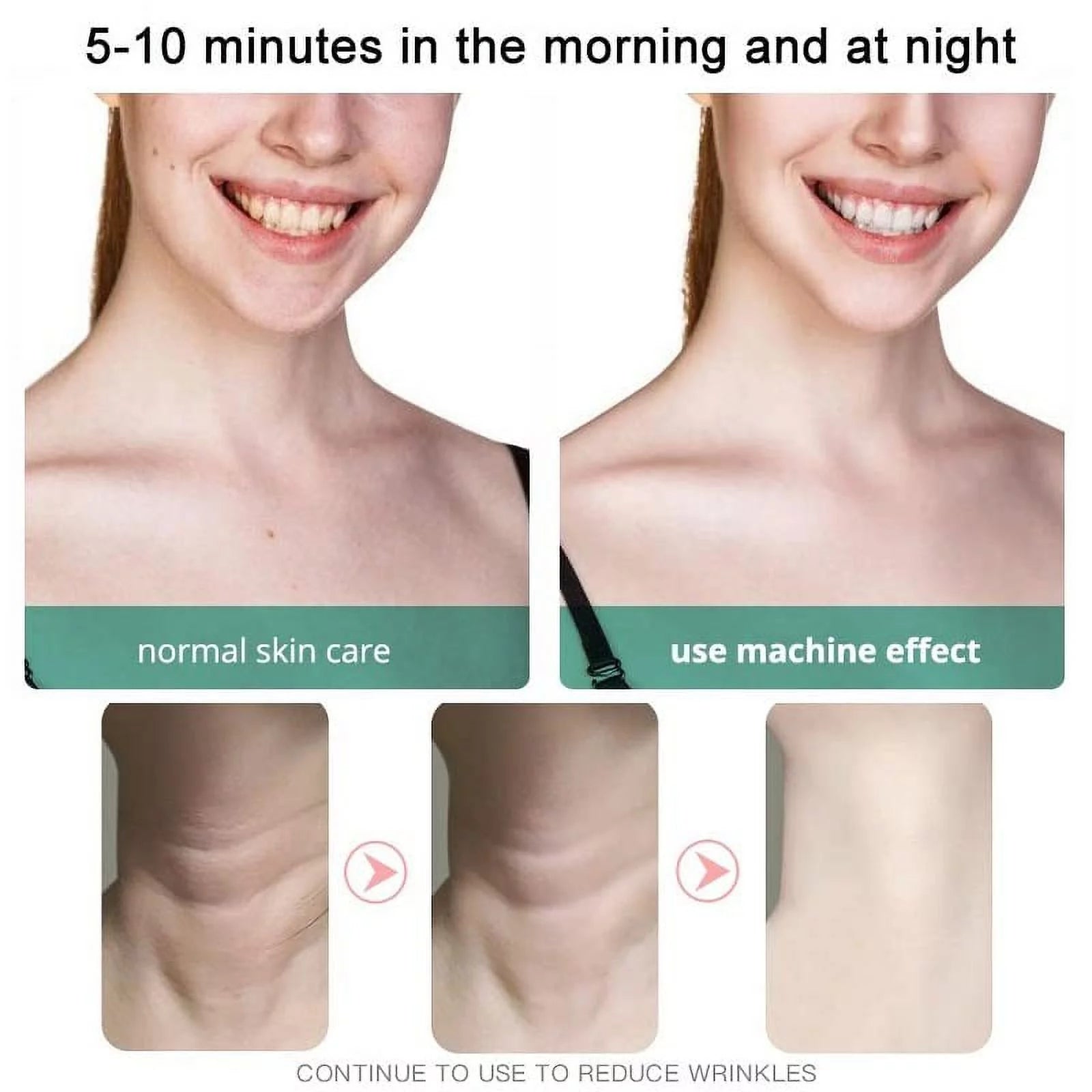 Neck and Face Firming Treatment Tool - Double Chin Reducer with LED Therapy, Thermal and Vibration Technologies for Youthful Skin