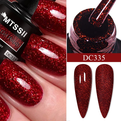 Mtssii 7ml Glitter Reflective Rubber Base Gel Polish - Laser Sparkling Semi-Permanent Soak Off UV Nail Varnish for Stunning Nail Art
