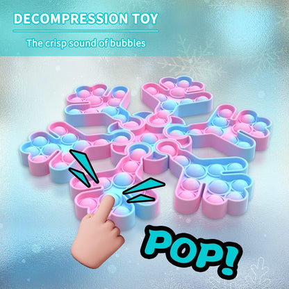 Push Pop Pop Bubble Sensory Fidget Toy, Squeeze Sensory Toy,Silicone Stress Reliever Toy for Kids (Snowflake)
