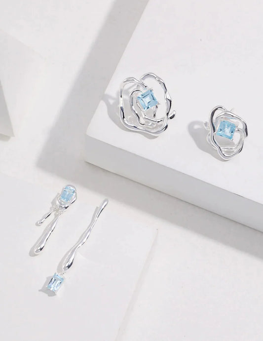 Blue Topaz Drop Earrings