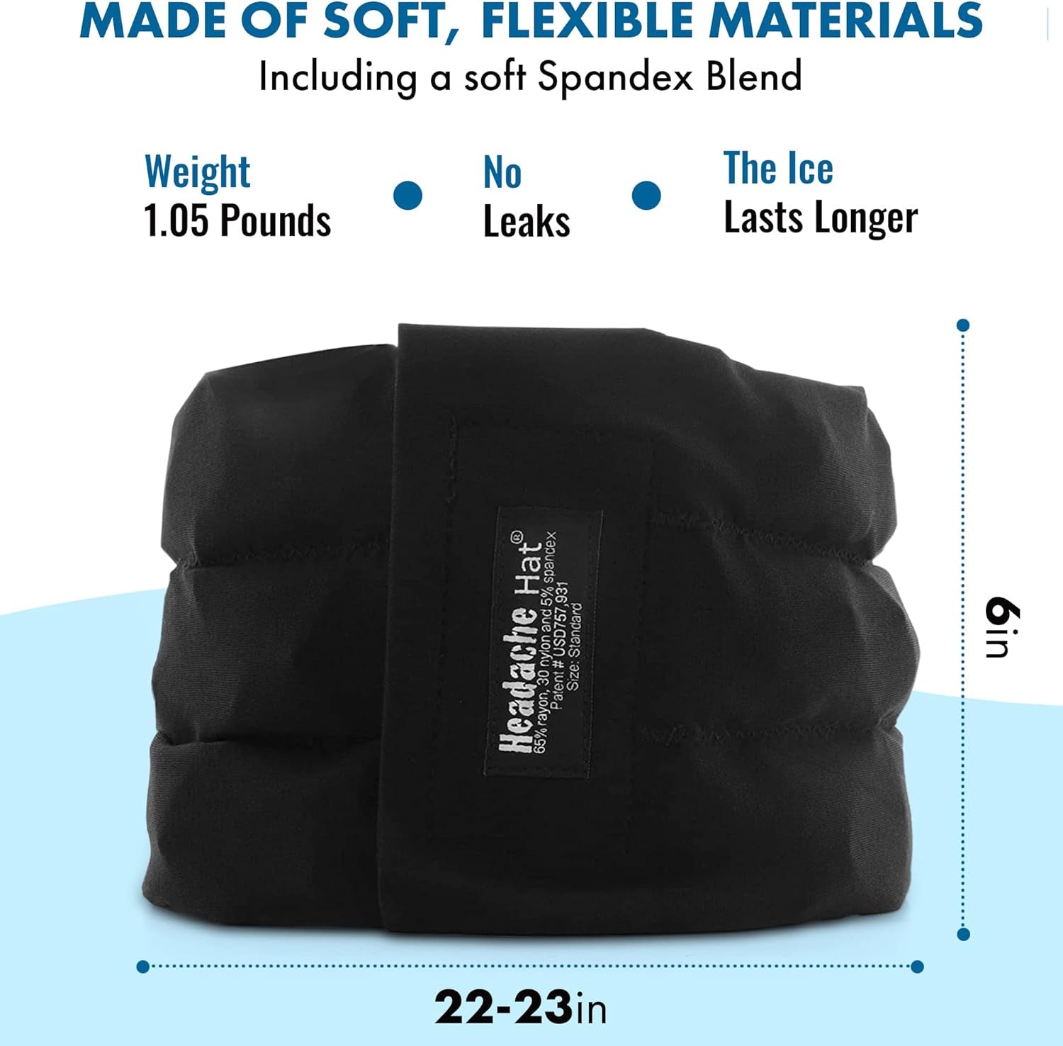 Halo Migraine Relief Cooling Cap - Long Lasting Ice Pack Mask for Tension, Stress & Hangover Recovery