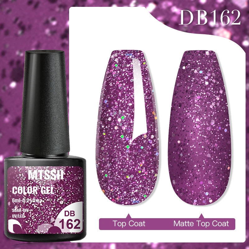 Mtssii 7ml Glitter Reflective Rubber Base Gel Polish - Laser Sparkling Semi-Permanent Soak Off UV Nail Varnish for Stunning Nail Art