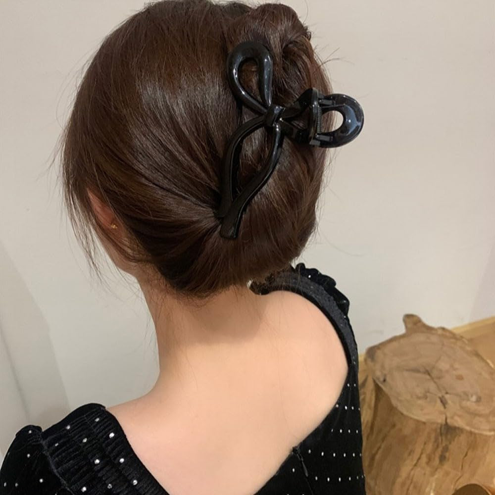 Hair Bow Accessories for Women: for Thick Hair  (4 Pack: White, Khaki, Gray, and Black)