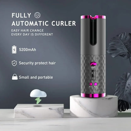 Ceramic Hair Curler: Rechargeable, Cordless, and Auto Rotating for Effortless Styling