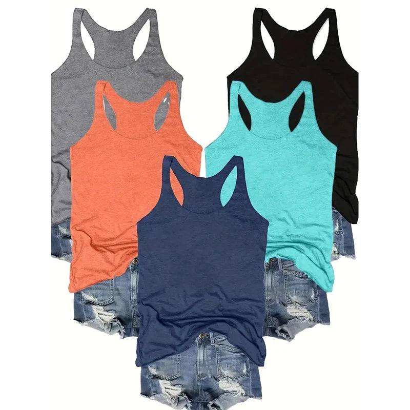 Women Five-Piece Racerback Casual Sleeveless Vest