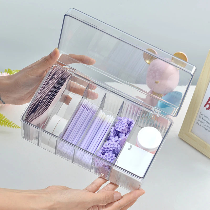 Eyelash Extension Tool Storage Box with Cover Lash Accessories Lashes Glue Tweezer Holder Organizer Acrylic Transparent Box