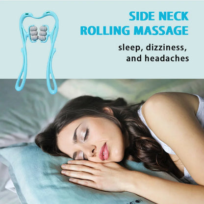 Premium Neck Massager with 6 Rotating Wheels - Versatile Relief for Neck, Legs, and Arms in Stylish Pink & Blue