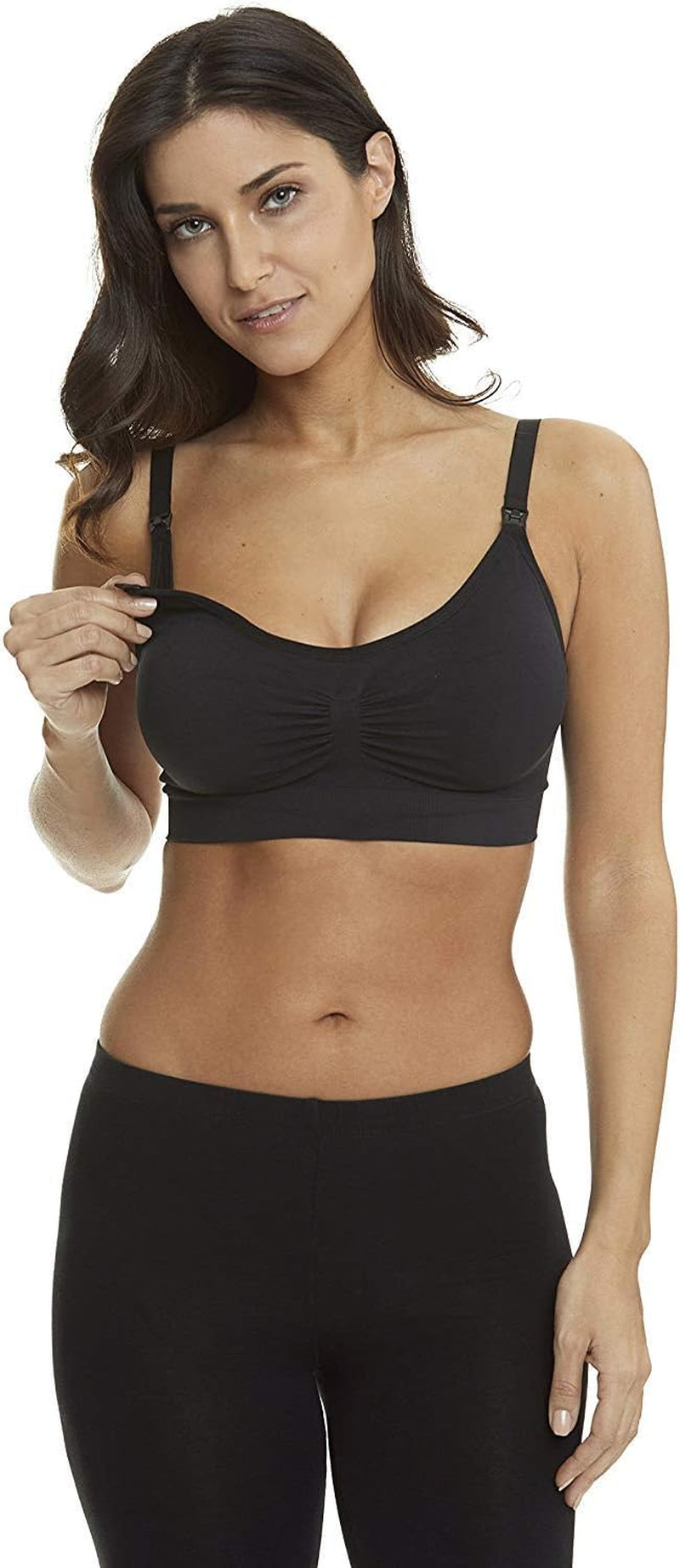 Women'S Adjustable Seamless Nursing Bra Push up Comfort Sleep Bralette,L,3Pcs/Pack(Black)