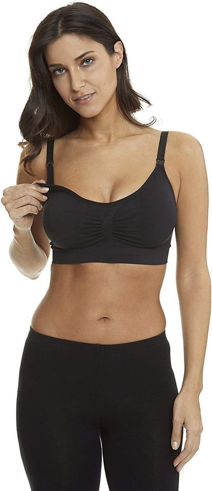 Women'S Adjustable Seamless Nursing Bra Push up Comfort Sleep Bralette,L,3Pcs/Pack(Black)