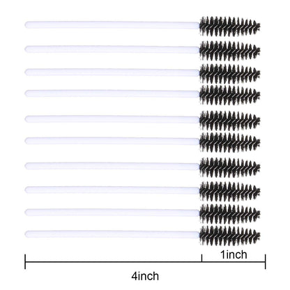 100 PCS Disposable Eyelash Brushes Mascara Brushes Eye Lash Eyebrow Applicator Cosmetic Makeup Brush Tool Kits (White-Black)