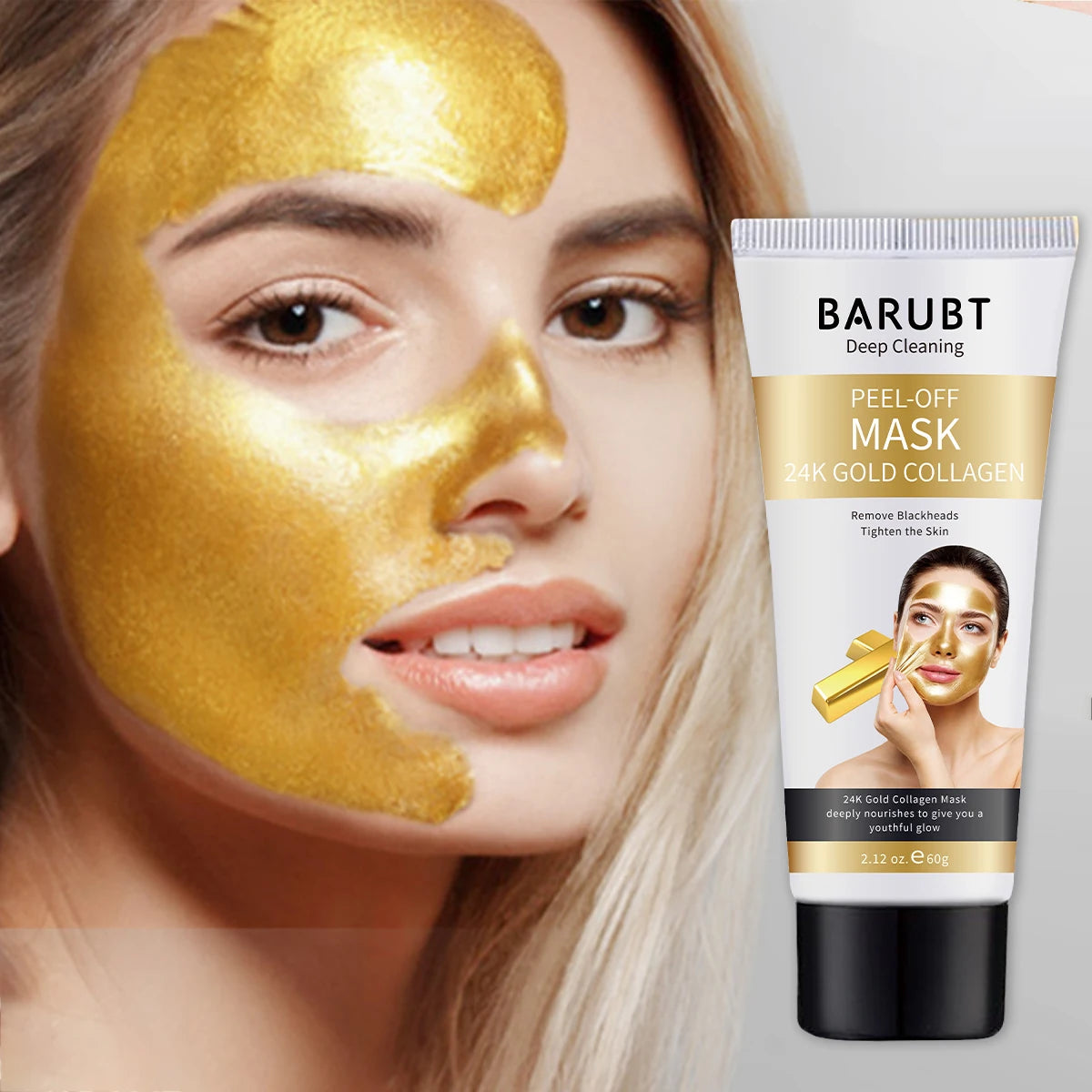 Luxury 24K Gold Foil Peel-Off Mask - 60G Deep Exfoliating Treatment for Blackhead and Acne Removal, Revealing Radiant Skin