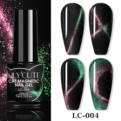 3-in-1 Platinum Rose Gold Cat Magnetic Gel Nail Polish - 7ML Moonlight Glitter UV Varnish for Stunning Semi-Permanent Manicures