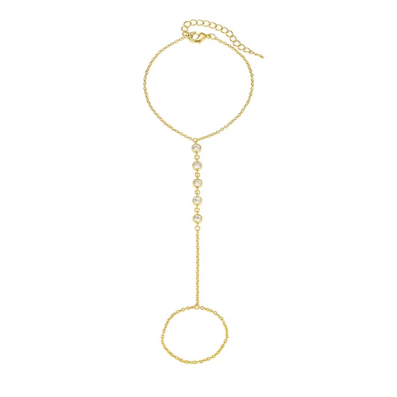 Stunning Handmade Gold Ring Palm Chain Bracelet for Women