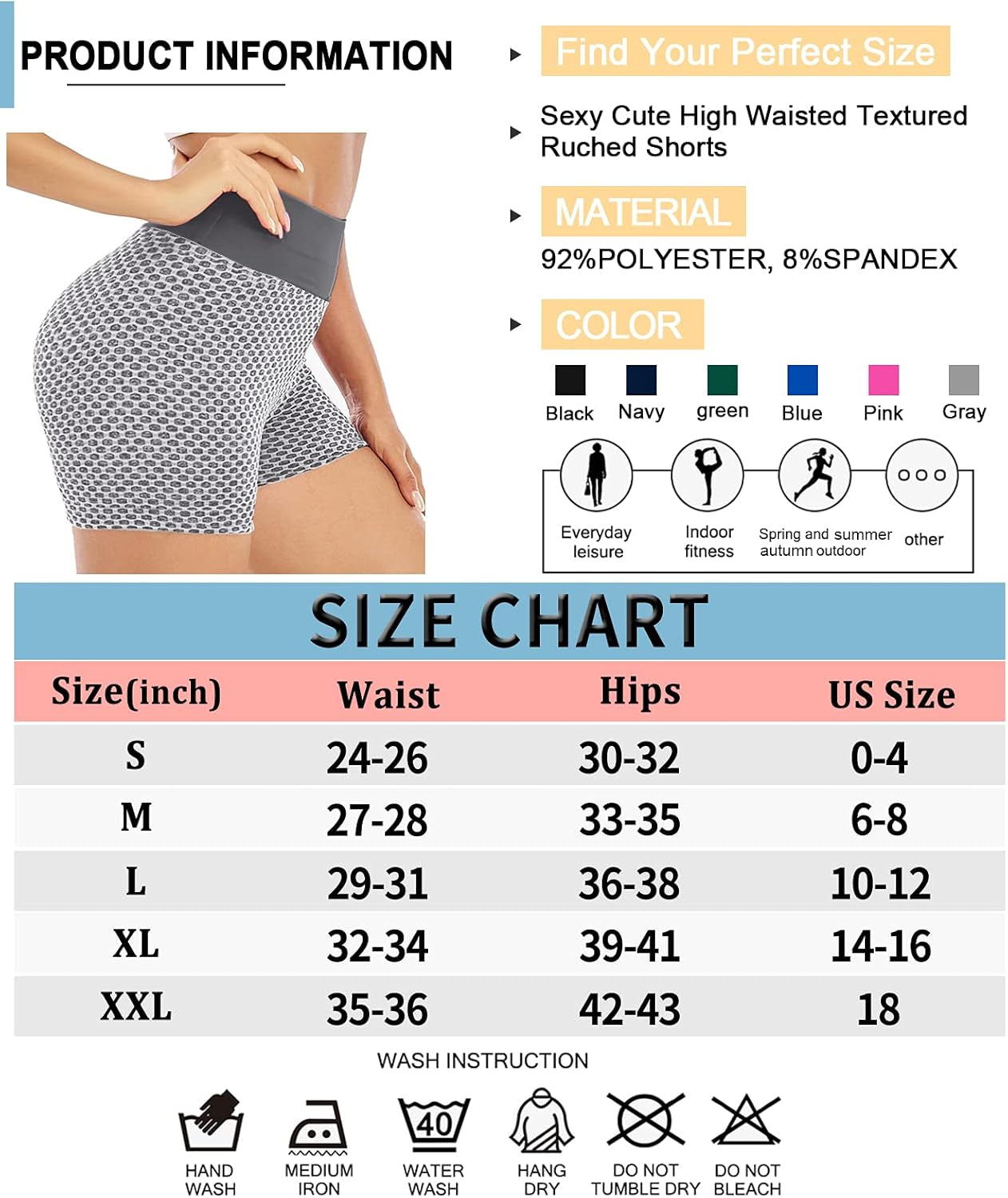 Women Tiktok Booty Shorts Butt Lifting High Waist Tummy Control Workout Running Gym Textured Ruched Shorts Gray