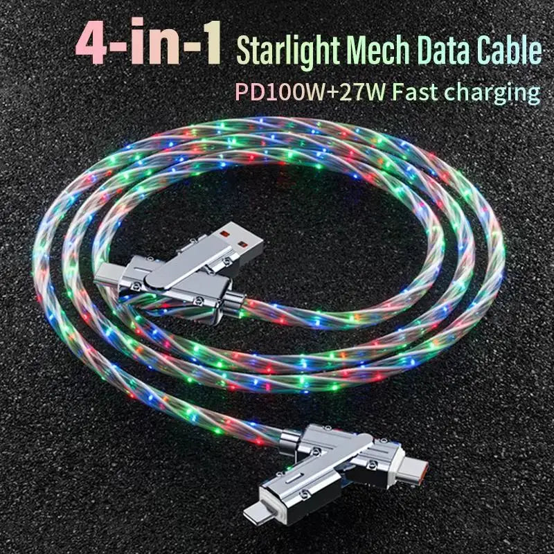 Lights Sky RGB LED USB Type-C to Type-C to Lightning and 4 in 1 Fast Charging Cable 
