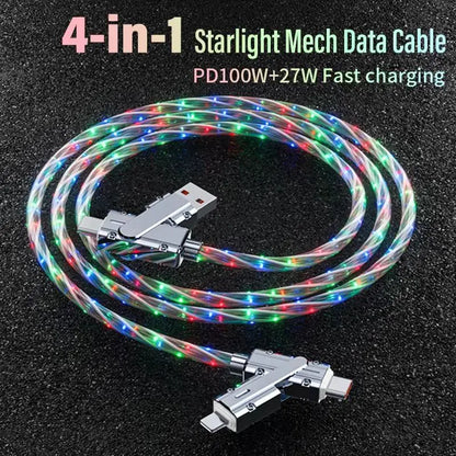 Lights Sky RGB LED USB Type-C to Type-C to Lightning and 4 in 1 Fast Charging Cable 