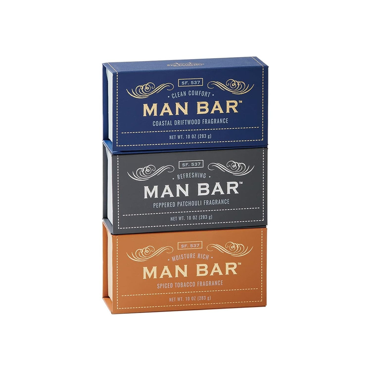 San Francisco Soap Co Man Bar 3-Piece Gift Set - No Harmful Chemicals - Good for All Skin Types - Made in the USA