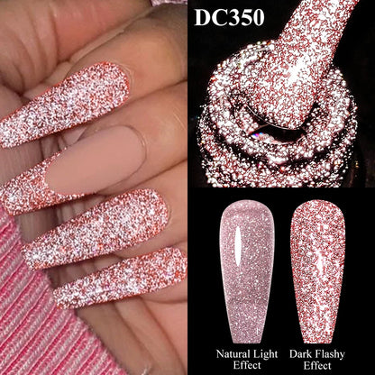 Mtssii 7ml Glitter Reflective Rubber Base Gel Polish - Laser Sparkling Semi-Permanent Soak Off UV Nail Varnish for Stunning Nail Art