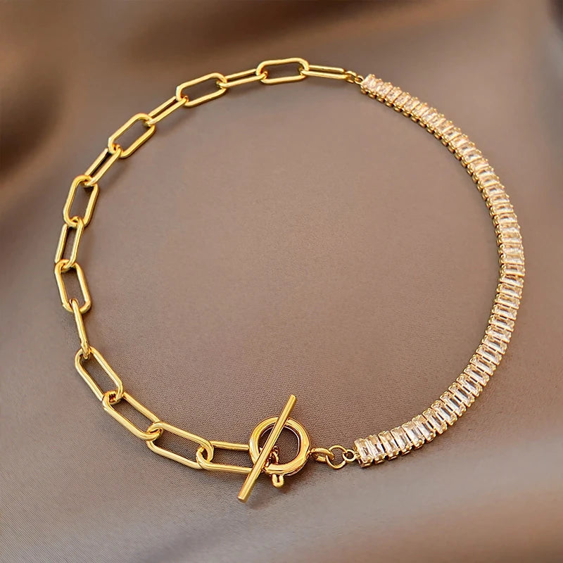 Luxury Titanium Steel Square Necklace Feeling Roman Digital Good Luck Leter Pendant Neck Chain Sexy Girl Jewelry