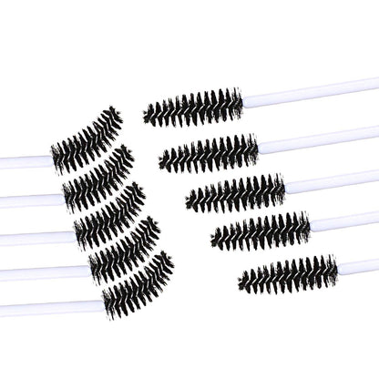 100 PCS Disposable Eyelash Brushes Mascara Brushes Eye Lash Eyebrow Applicator Cosmetic Makeup Brush Tool Kits (White-Black)