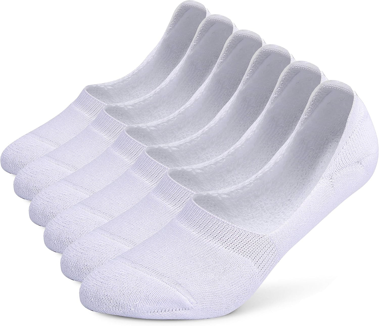 6 Pairs Unisex Thick Cushion Athletic Cotton Non Slip Low Cut Flat Liner No Show Socks