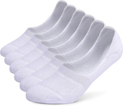 6 Pairs Unisex Thick Cushion Athletic Cotton Non Slip Low Cut Flat Liner No Show Socks