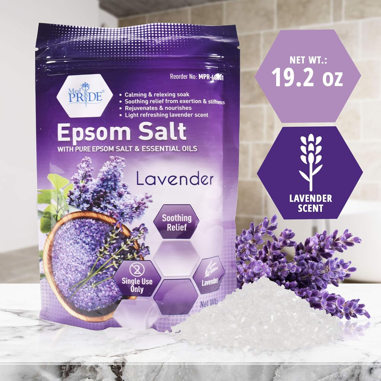 Ultimate Menthol Bath Salts with Epsom Salt for Pain Relief, Muscle Recovery & Relaxation - Lavender Scented (19.2 Ounce)