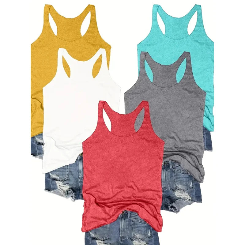 Women Five-Piece Racerback Casual Sleeveless Vest